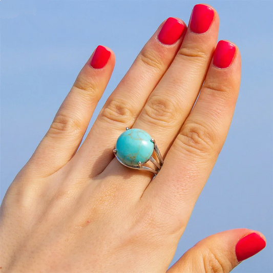 Adjustable Natural Turquoise Stone Ring-Promotes Inner Peace And Positive Energy
