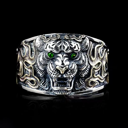 Open Tiger Eye Punk Men Ring