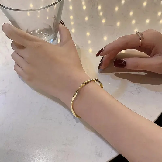 2PCS Open Gold Charm Bangles for Women