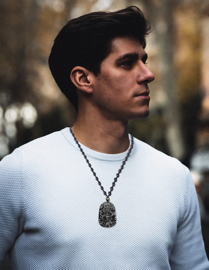 Black Obsidian Chinese Dragon Necklace-Attract Protection And Fortune
