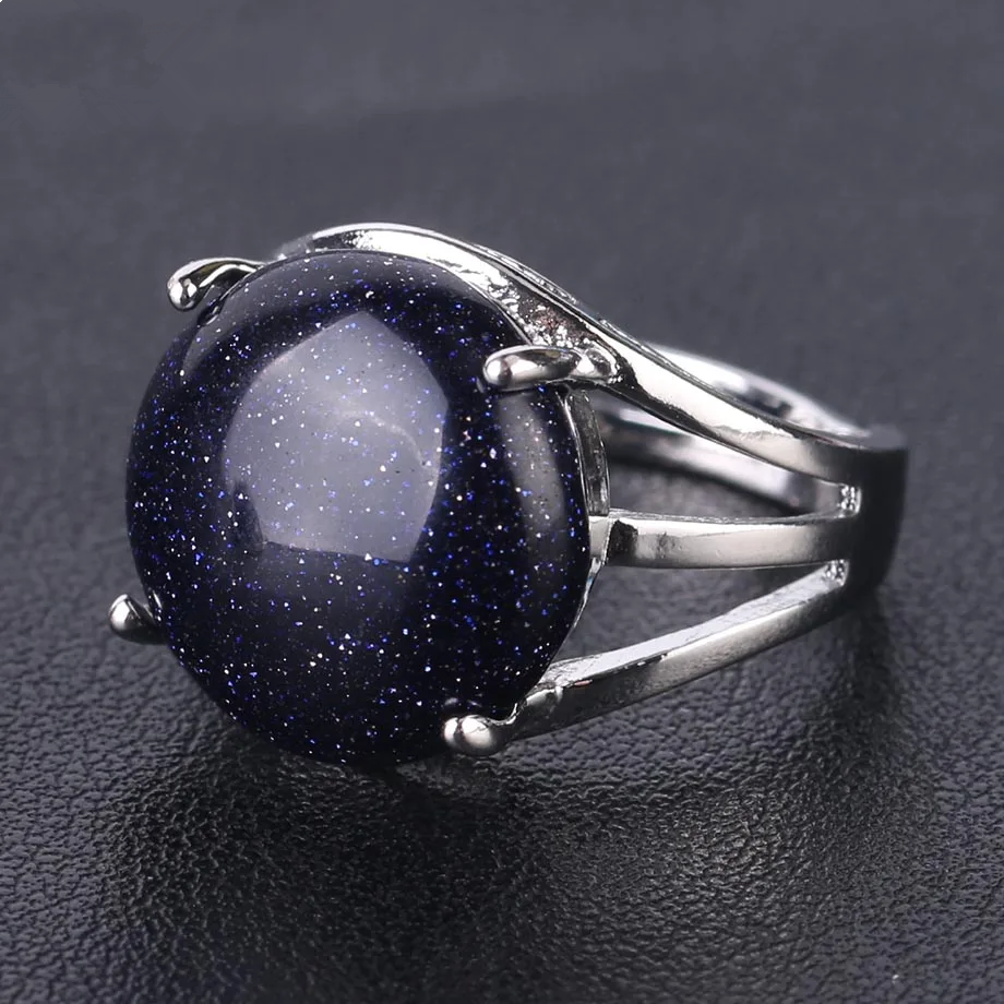 Natural Blue Sand Stone Ring-Promote Inner Peace&Better Communication - ourlovejewelry