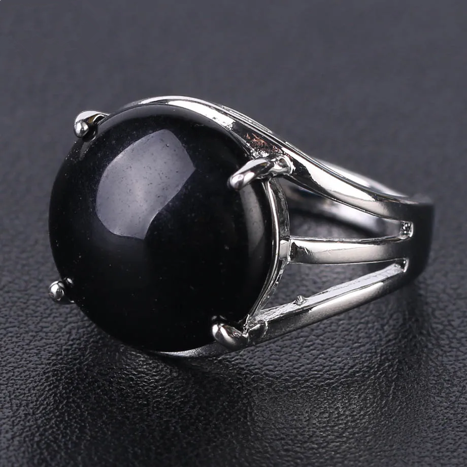Natural Black Agate Ring-Promote Emotional Healing&Courage - ourlovejewelry