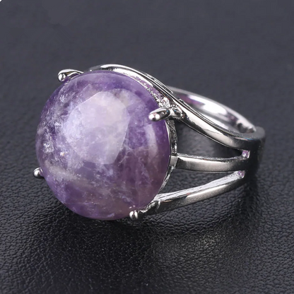 Adjustable Amethyst Stone Ring-Attract Inner Peace&Health