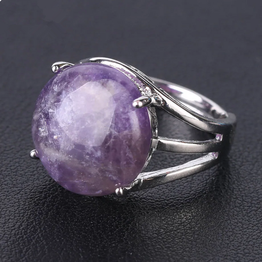 Adjustable Amethyst Stone Ring-Attract Inner Peace&Health