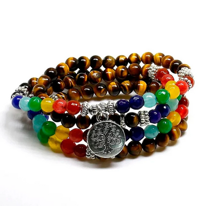 Natural 7 Chakra Tiger Eye Healing  Bracelets- Promote Mental Healing