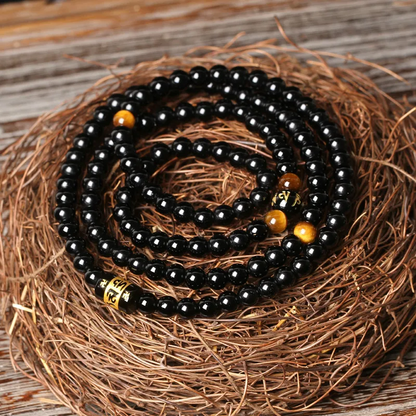 Black Onyx 108 Beads Bracelet-Attract Protection&Mental Healing