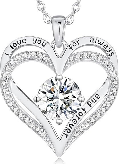 Apr Love Heart Birthstone Necklaces