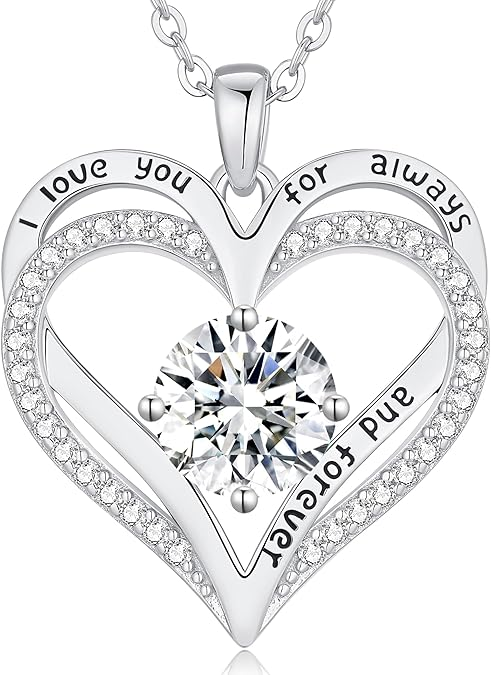 Apr Love Heart Birthstone Necklaces