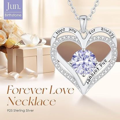 Jun Love Heart Birthstone Necklaces