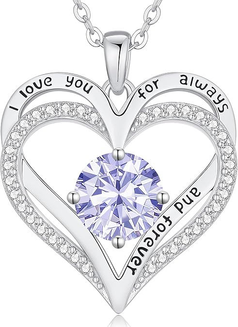 Jun Love Heart Birthstone Necklaces - ourlovejewelry