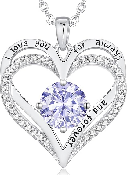 Jun Love Heart Birthstone Necklaces