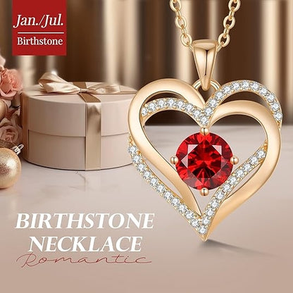 Jan and July Gold Birthstone Necklaces