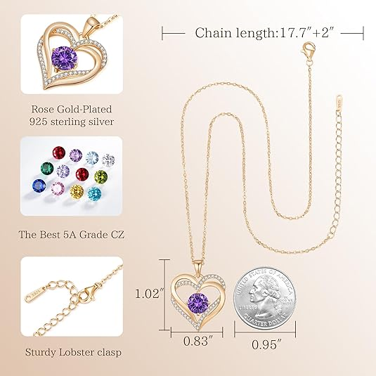 Feb Gold Birthstone Necklaces - ourlovejewelry