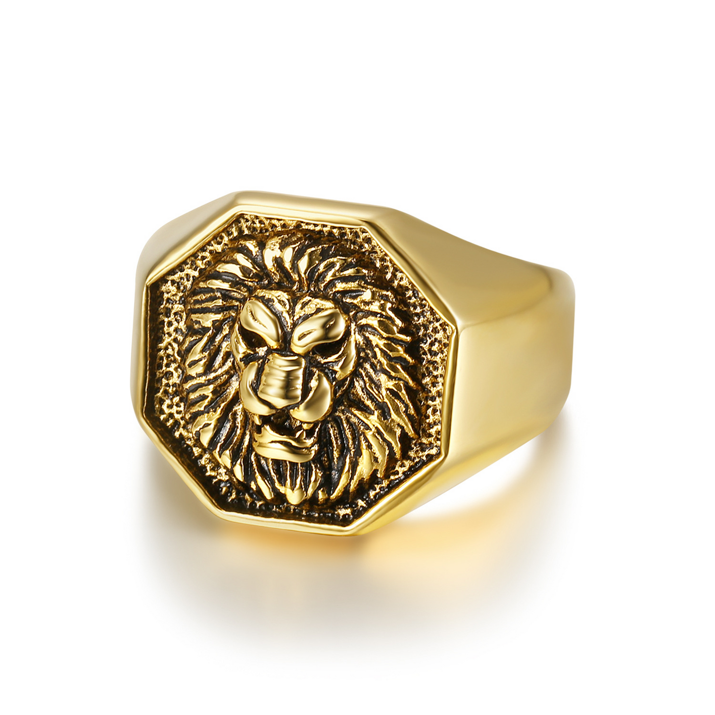 Gold Men Ring Lion Ring - ourlovejewelry