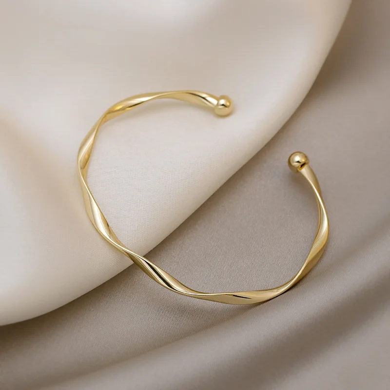 2PCS Open Gold Charm Bangles for Women - ourlovejewelry