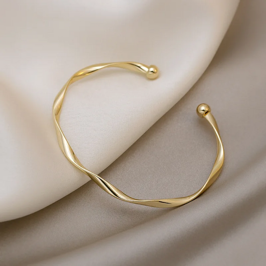 2PCS Open Gold Charm Bangles for Women