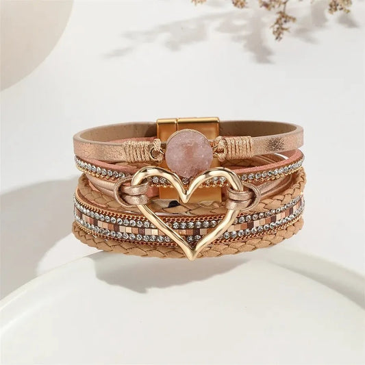 Gold Love Heart Boho Women Bracelet