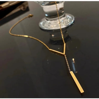 Women  Gold Y Necklace