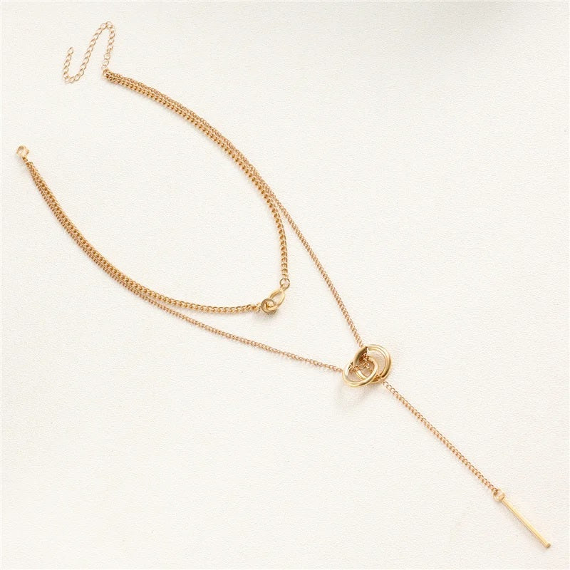Y Shaped Gold Necklace for Women - 14K Gold Plated Brass Lariat Necklace - ourlovejewelry