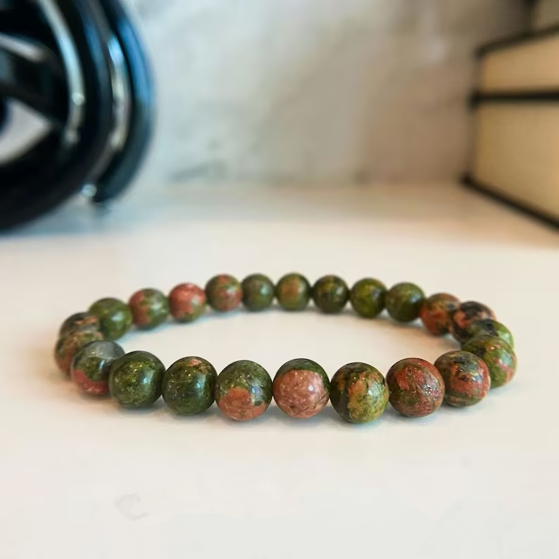 Natural Unakite Quartz Crystals Bracelet - Balance and Harmony - ourlovejewelry