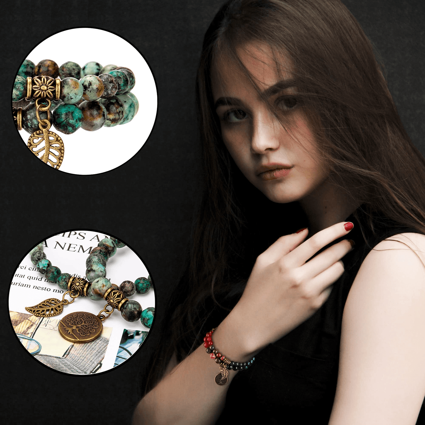 Turquoise Stone  Bracelet-Tree of life - ourlovejewelry