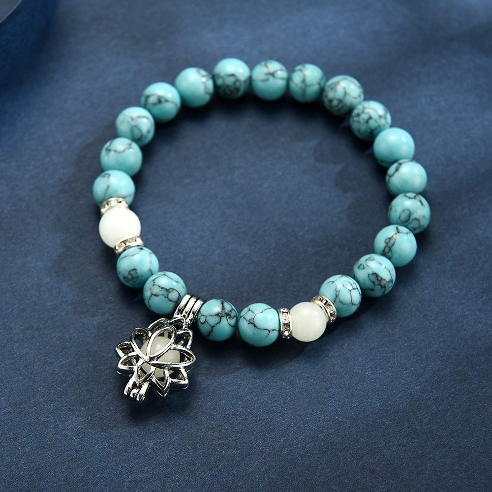 Lotus Turquoise Crystal  Healing Bracelet - ourlovejewelry
