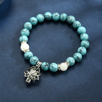 Lotus Turquoise Crystal  Healing Bracelet