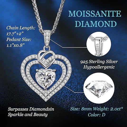 Love Heart Diamond Necklaces - ourlovejewelry