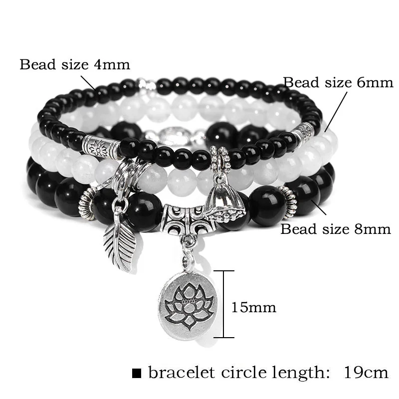 Lotus Flower Black Agate Spiritual Bracelet - ourlovejewelry