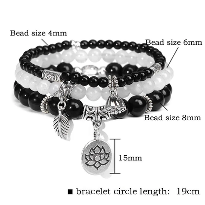 Lotus Flower Black Agate Spiritual Bracelet