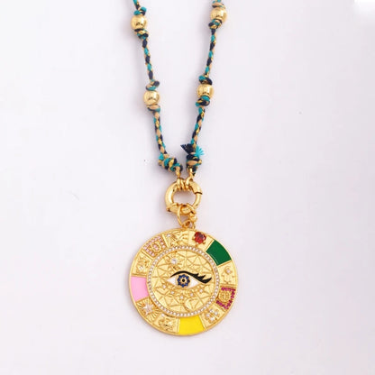 Evil Eye Necklace for Women - Boho 14K Gold Plated Protection Pendant