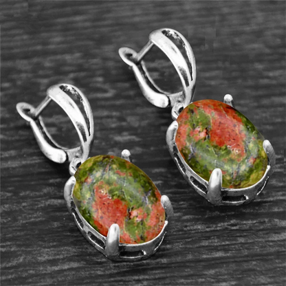 Natural Unakite Stone Earring-Attract Balance&Health