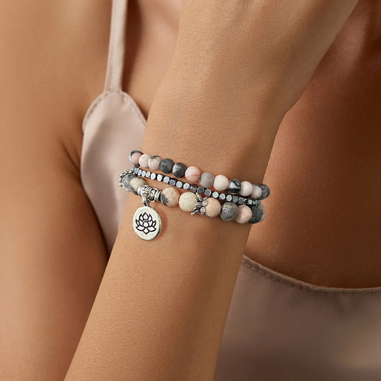 Lotus Flower Pink Zebra Healing Bracelet