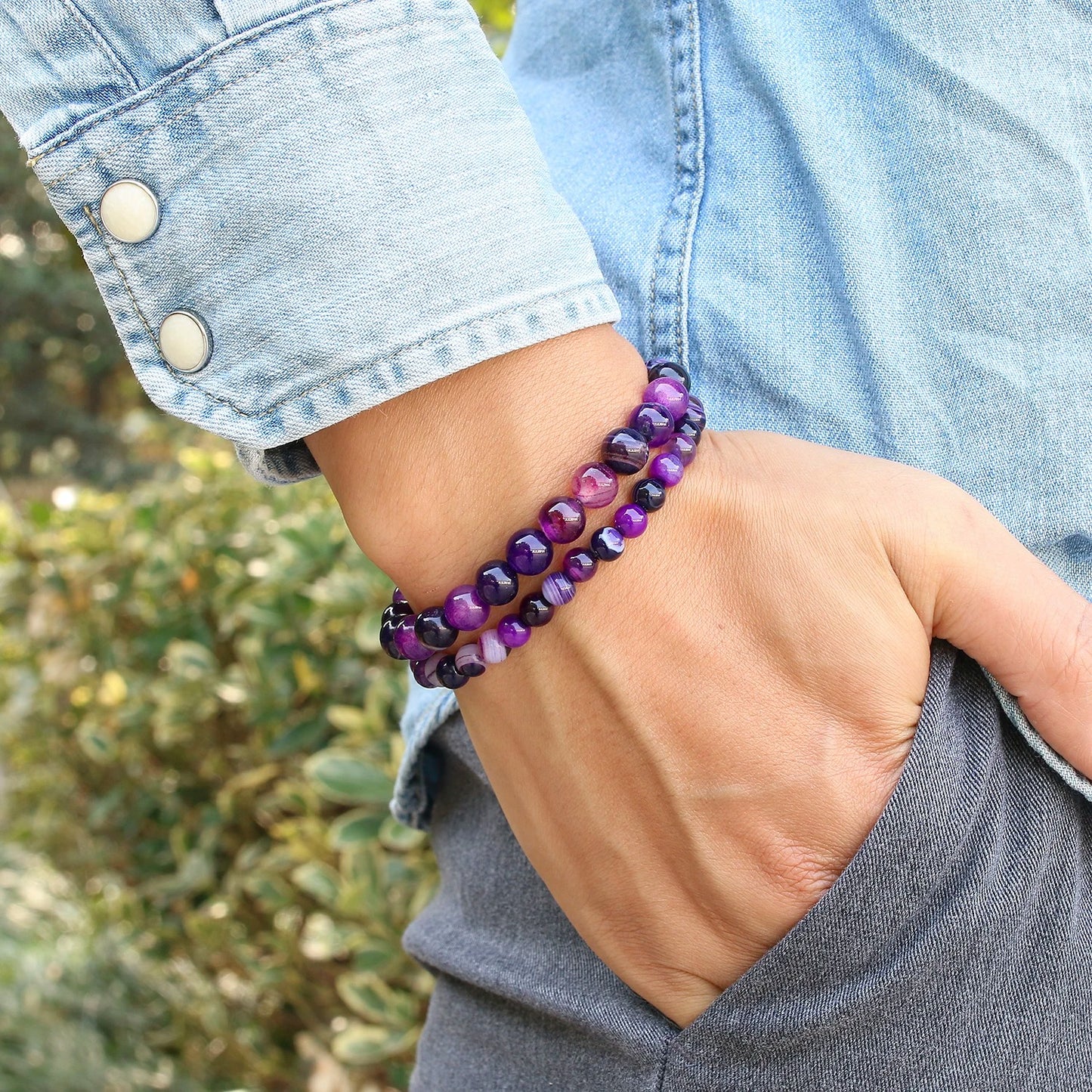 Purple Onyx Gemstone Bracelets-Enhance Emotional Stability - ourlovejewelry