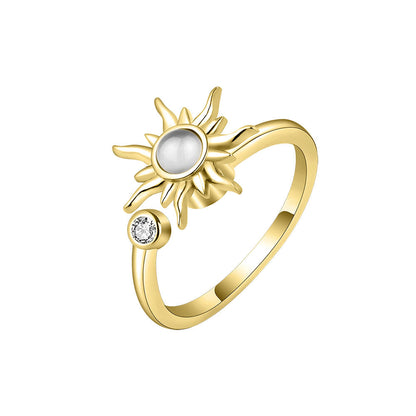 S925 Silver Sunflower  Finger Rings for Women