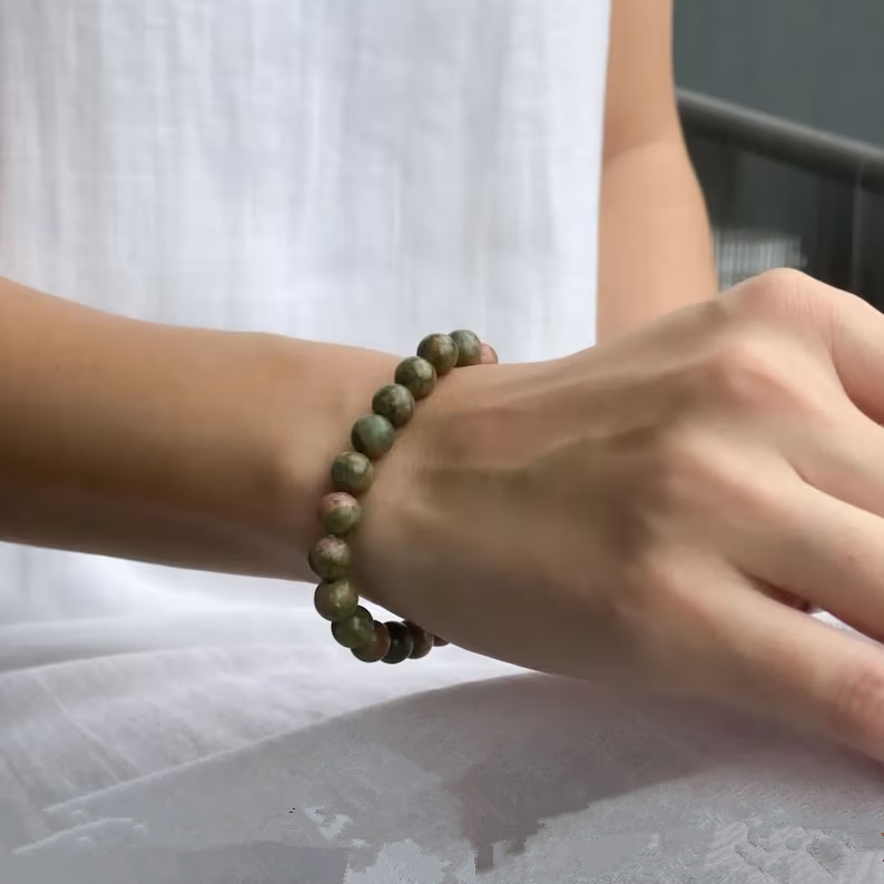 Natural Unakite Quartz Crystals Bracelet - Balance and Harmony - ourlovejewelry