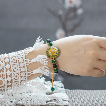 Lotus Malachite Healing Stone Bracelet Adjustable