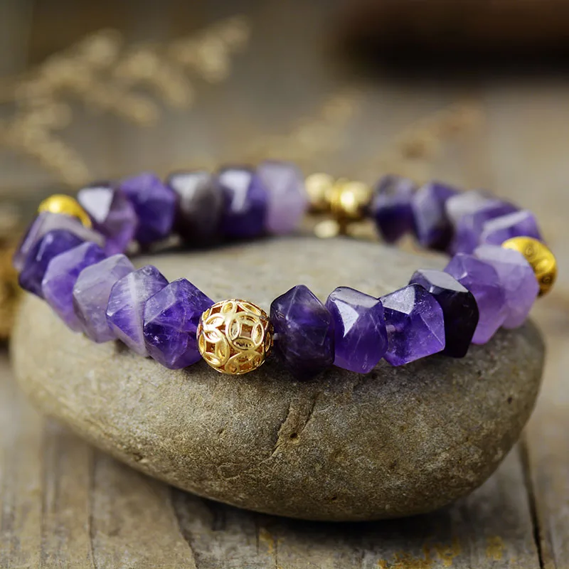 Evil Eye Amethysts Spiritual Bracelet Elastic - ourlovejewelry