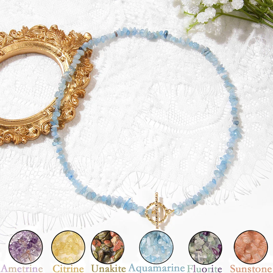 Aquamarine Stone Necklace-Attract Happiness