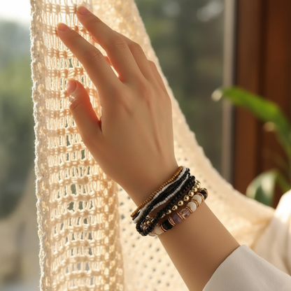Colorful Bead Boho Bracelet on Wrist - Handcrafted Lifestyle Photography